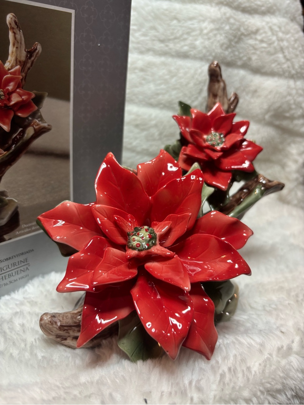 Always & Forever Underglazed Christmas Porcelain Poinsetta Figurine - Picture 2 of 6